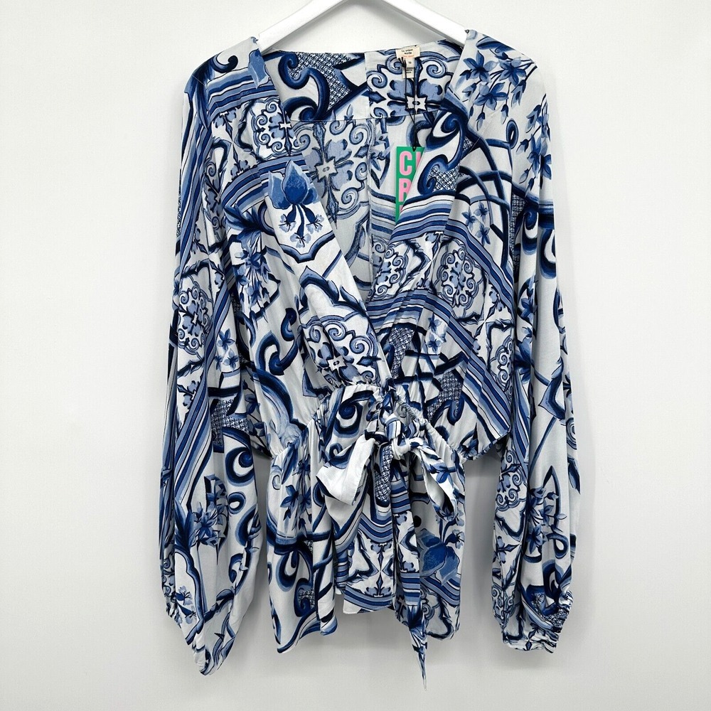 River Island‎ Kimono Top Shirt Size 18 Baroque Tile Print Artsy Statement New